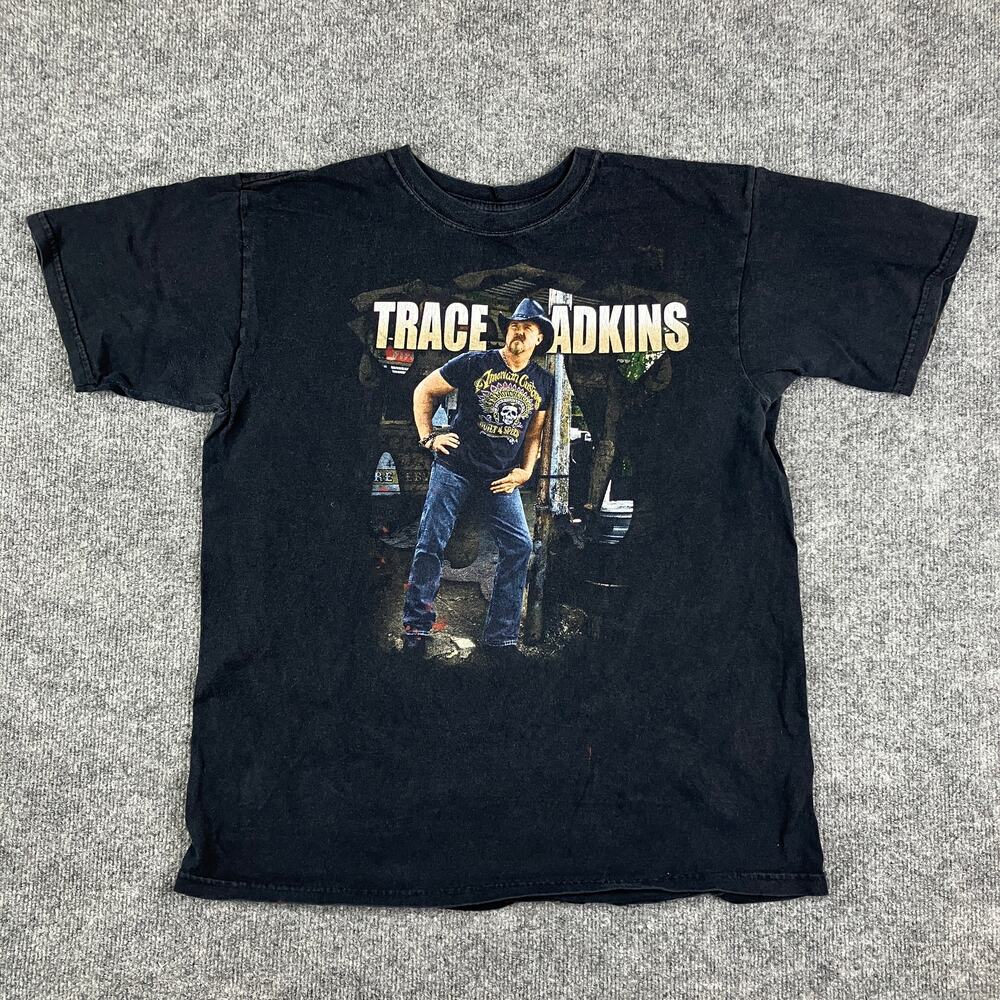 Trace Adkins T-Shirt Mens Size L Black Country Music Tour Graphic Tee Anvil